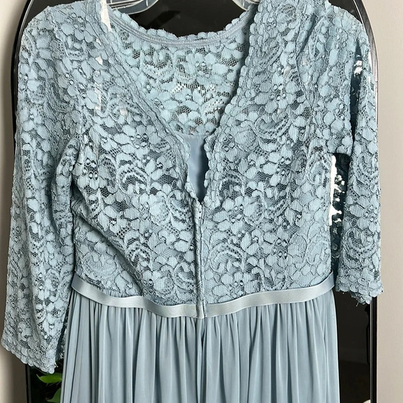 3/4-Sleeve Illusion Lace and Mesh Bridesmaid Dress - Picture 7 of 8